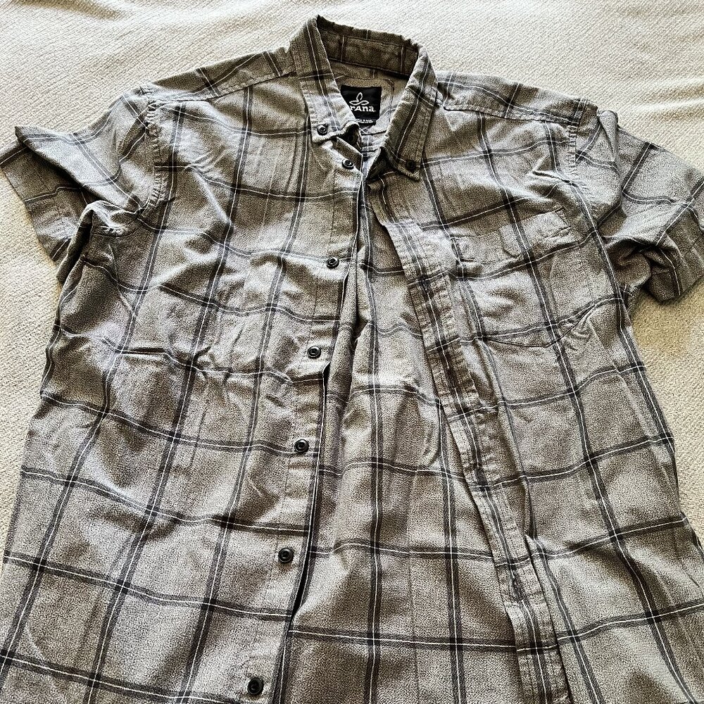 prAna Broderick Window Pane Plaid Short Sleeve Button Down